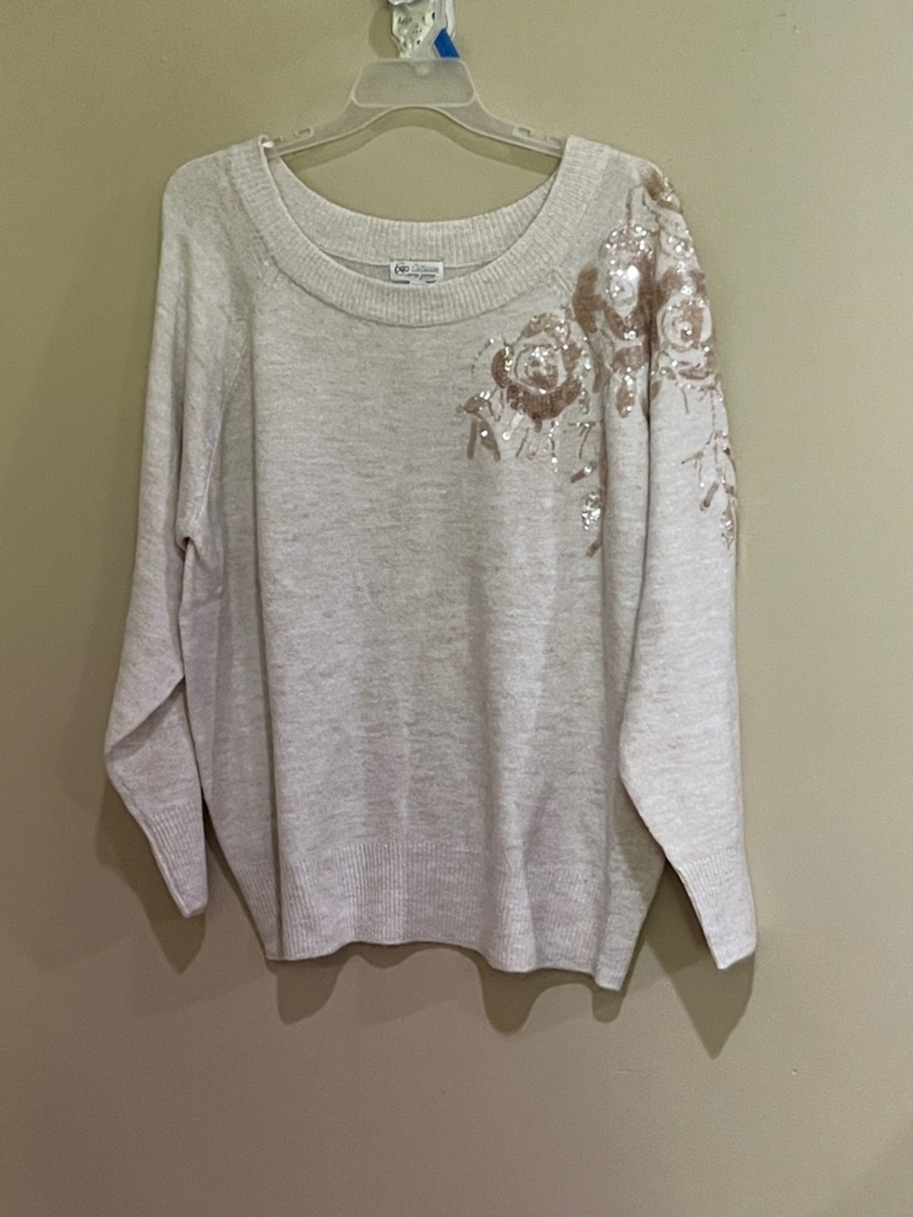 Sequin Embellished Light Beige Sweater